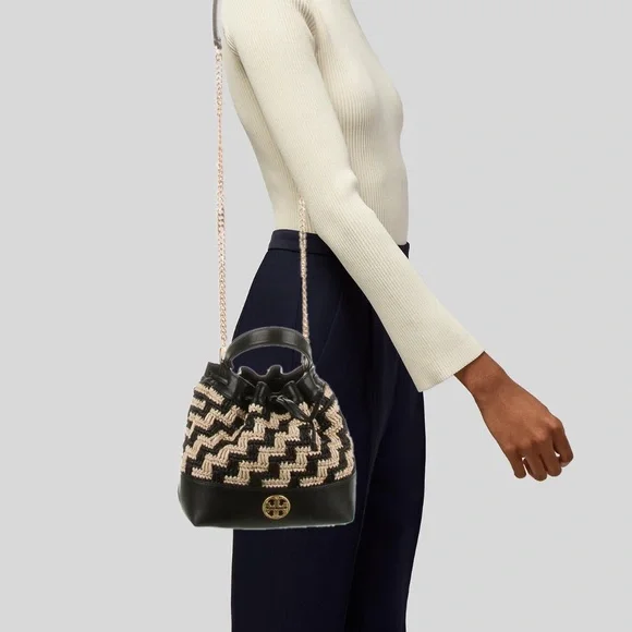 Tory Burch Will Straw Drawstring Bag - Picture 5 of 6